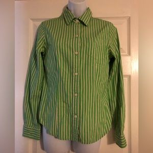 EUC Ralph Lauren green/pink striped button up shirt